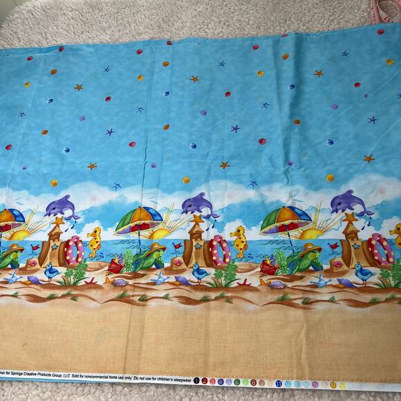 Children Dolphin Beach Spring Creative Products Cotton 3.5 Yards - Picture 2 of 3